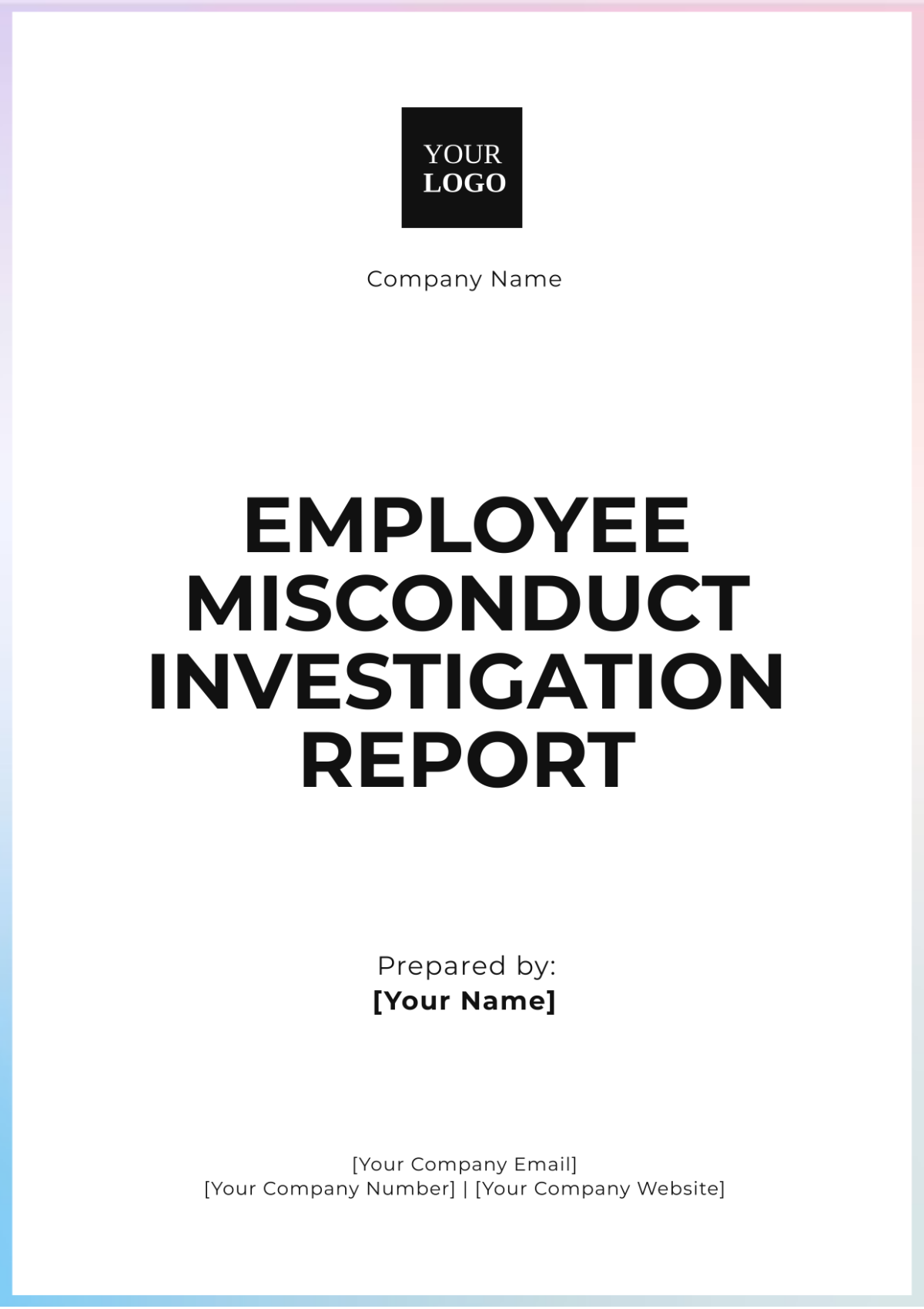 Employee Misconduct Investigation Report Template - Edit Online & Download