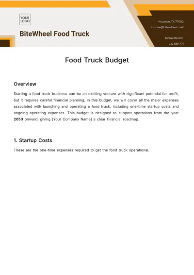 Free Food Truck Budget Template to Edit Online