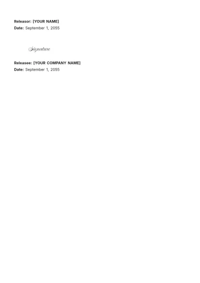 Free Release of Liability for Property Damage Template to Edit Online