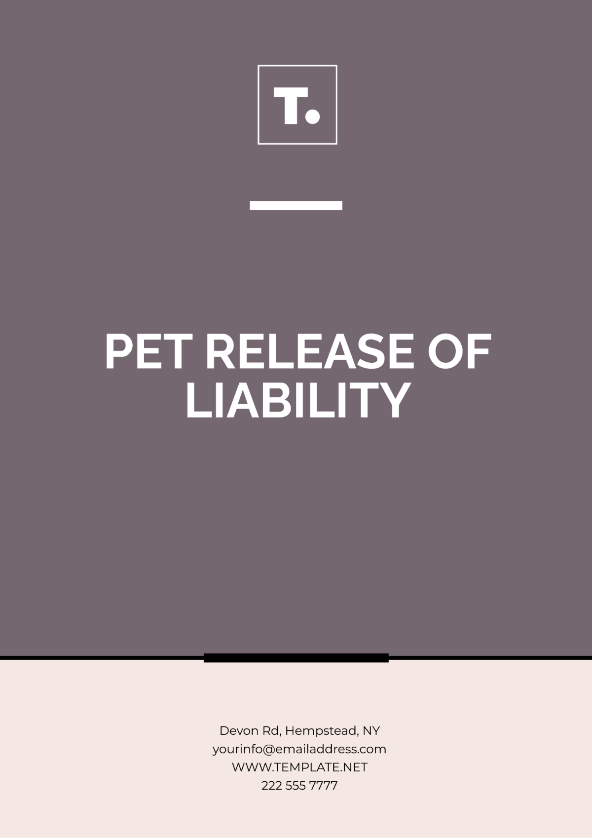 Pet Release of Liability Template