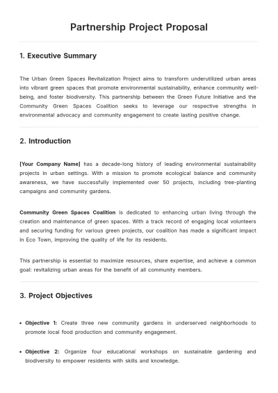 Free Partnership Project Proposal Template to Edit Online