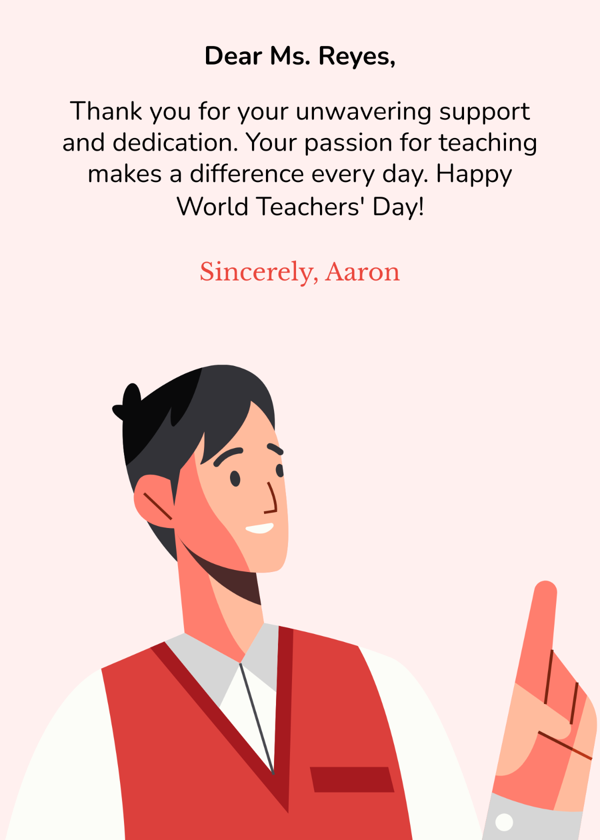 World Teachers Day Thank You Note Template - Edit Online & Download