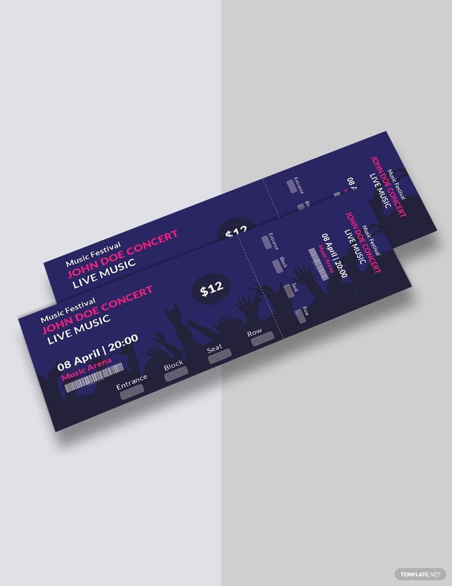 Music Concert Ticket Template in Word, PDF, Illustrator, PSD, Apple Pages, Publisher