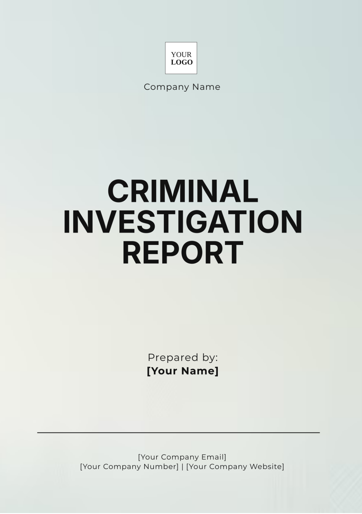 Criminal Investigation Format Report Template