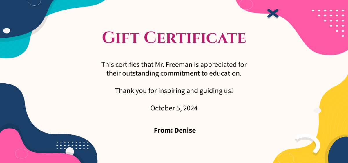 World Teachers' Day Gift Certificate