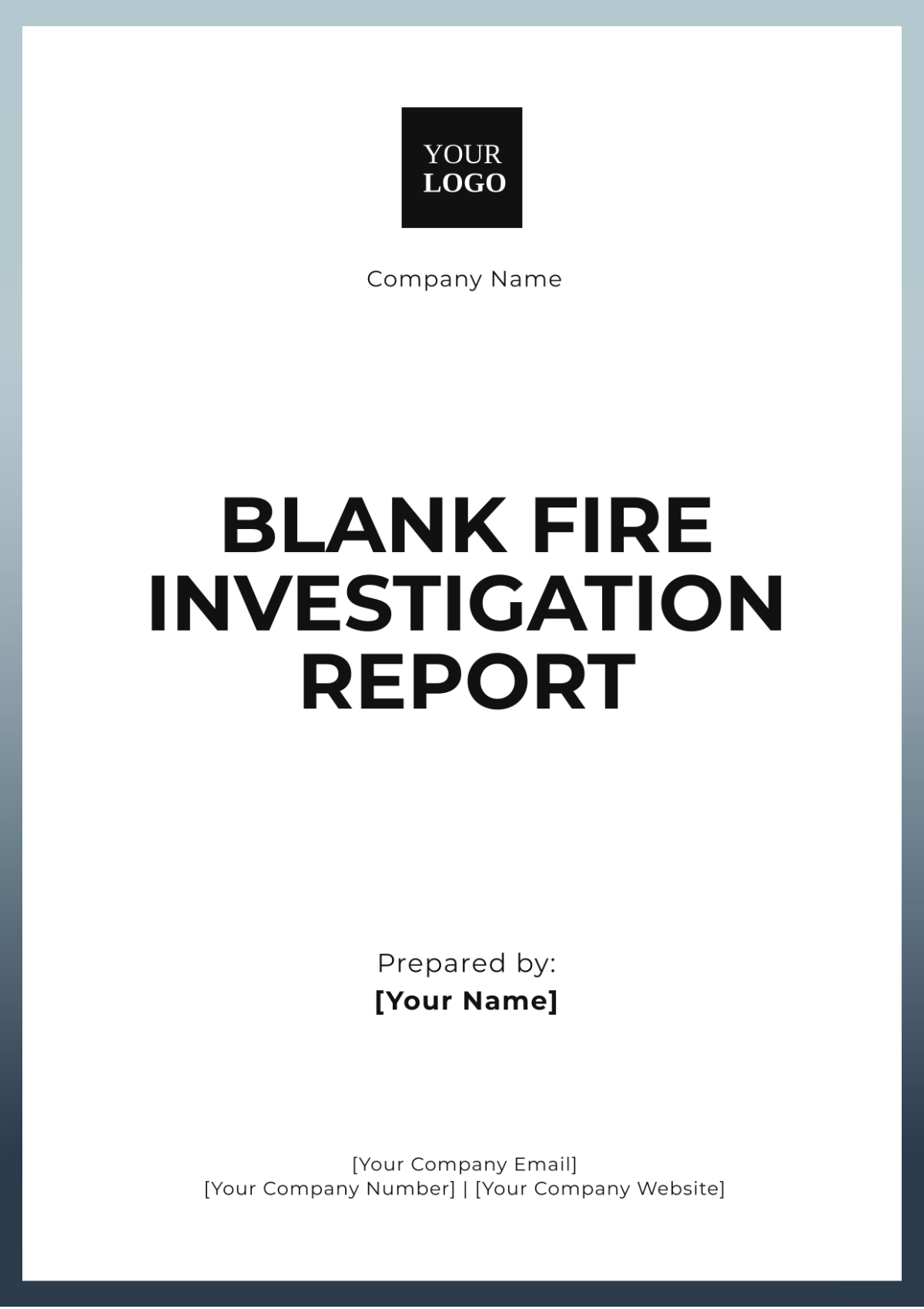 Blank Fire Investigation Report Template