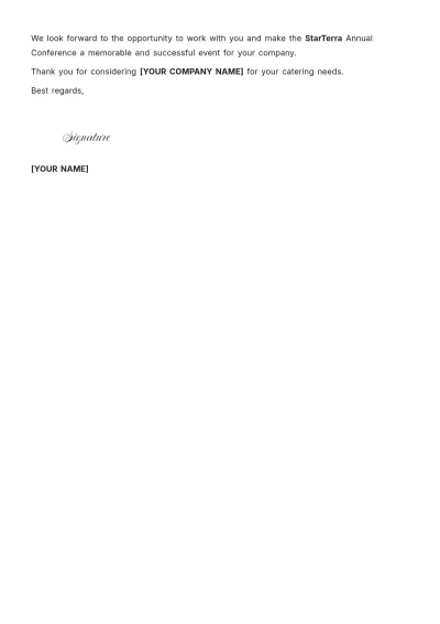 Free Catering Event Proposal Letter Template to Edit Online