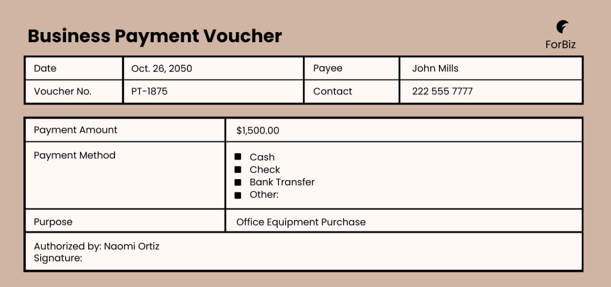 Business Payment Voucher