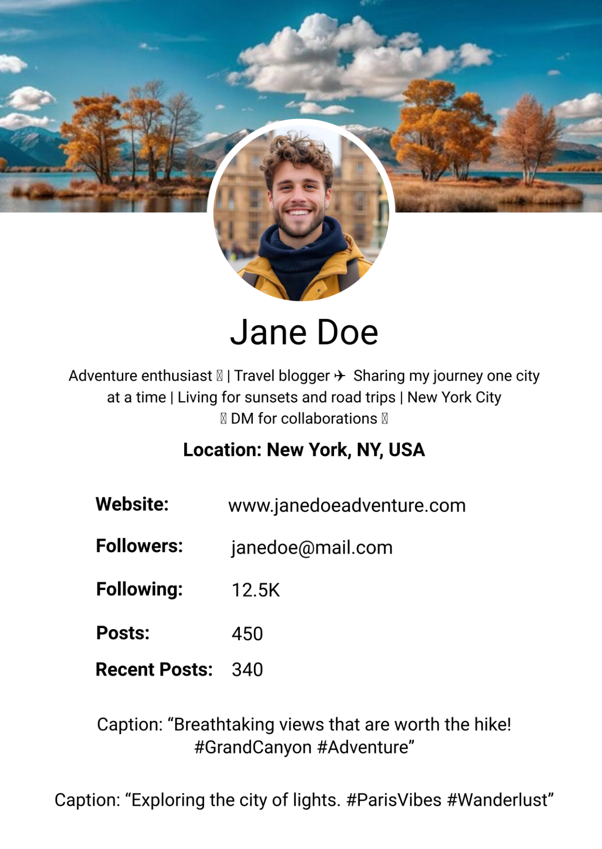 Social Media Profile Template