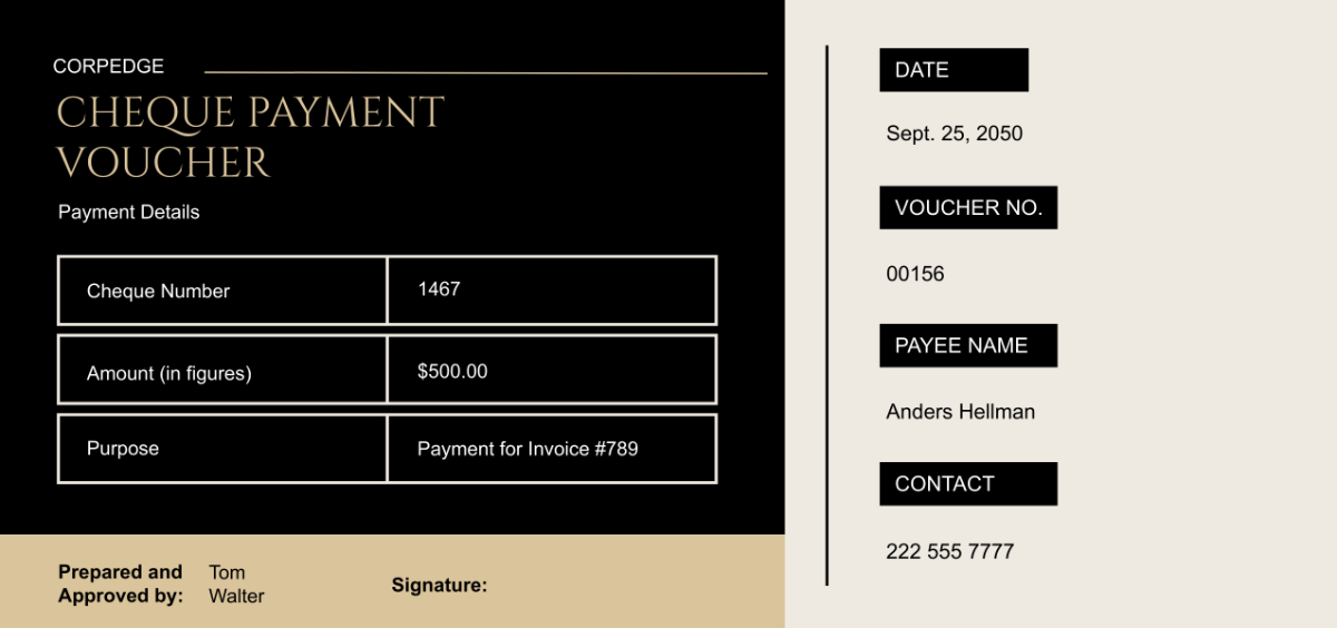 Cheque Payment Voucher