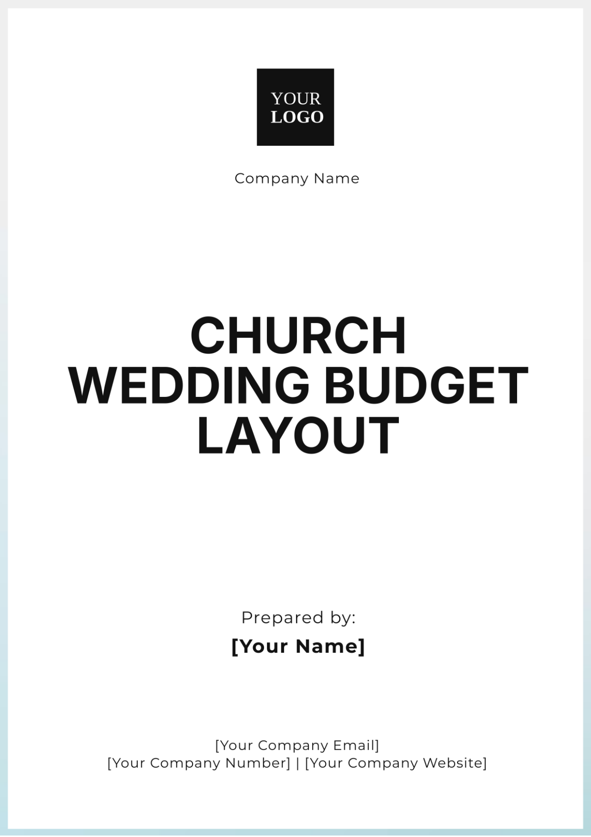 Church Wedding Budget Layout Template