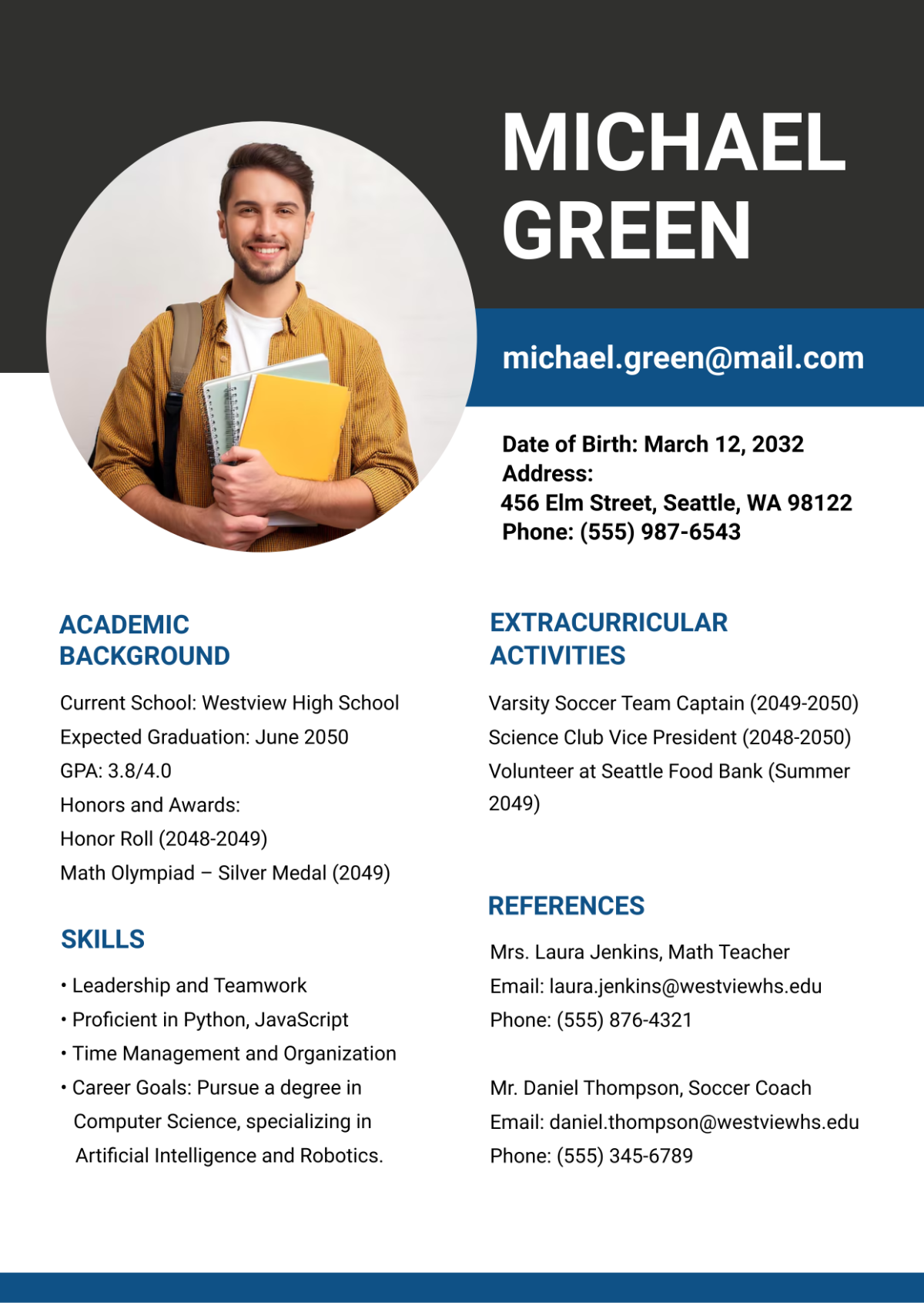 Student Profile Template