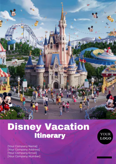 Free Disney Vacation Itinerary Template to Edit Online