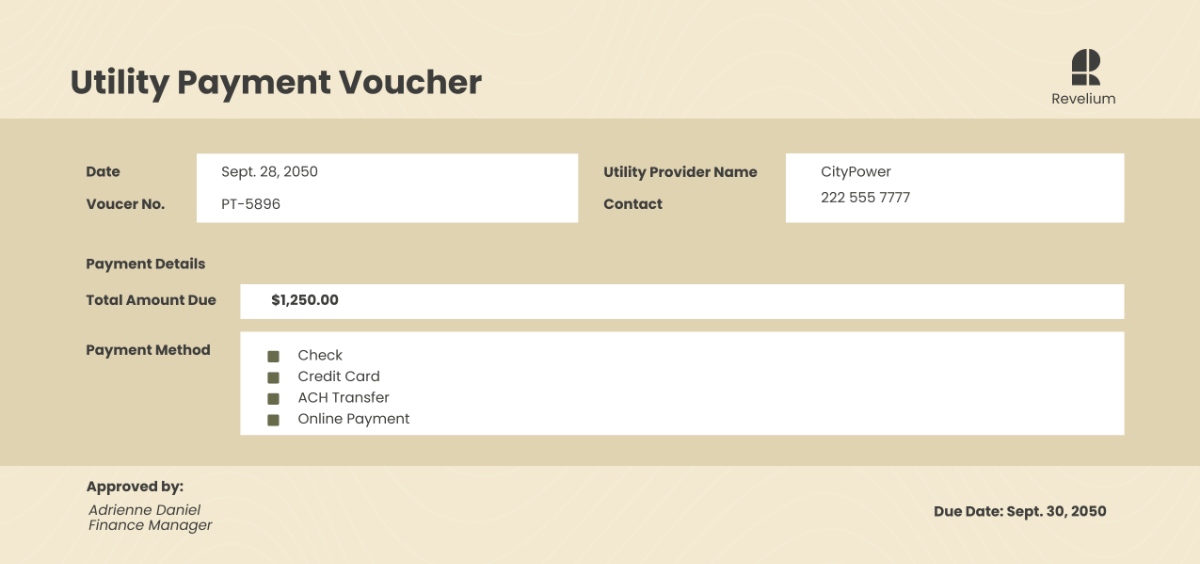 Utility Payment Voucher Template