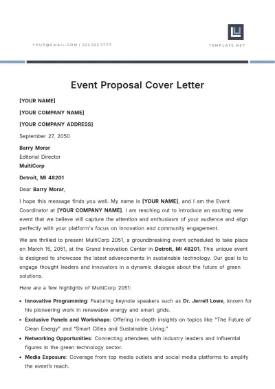 Free Event Proposal Cover Letter Template to Edit Online