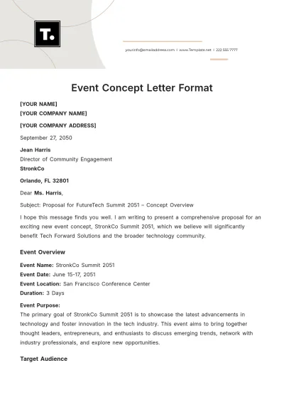 Free Event Concept Letter Format Template to Edit Online