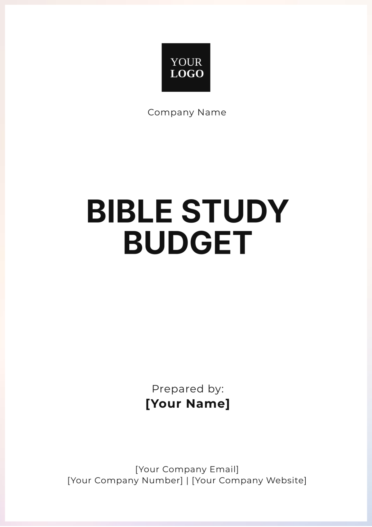 Bible Study Budget Template