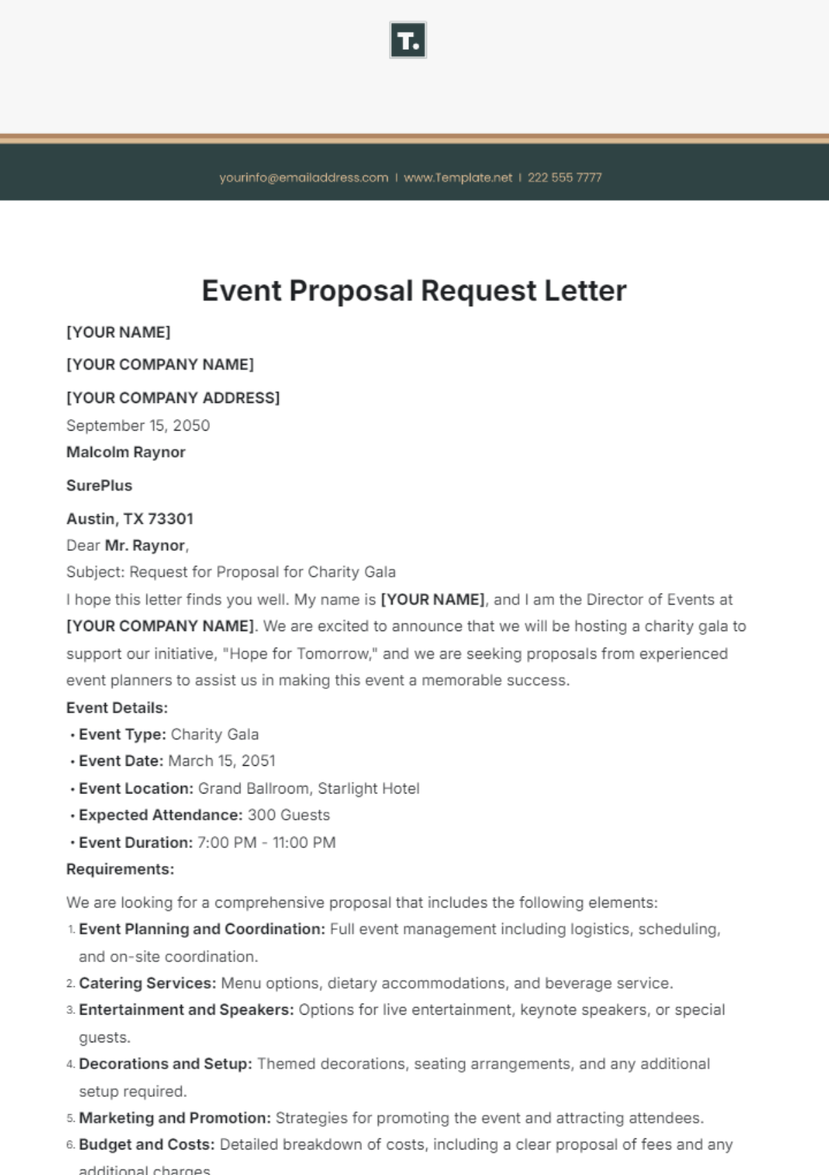 Event Proposal Request Letter Template