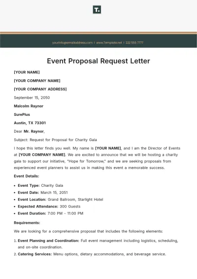 Free Event Proposal Request Letter Template to Edit Online