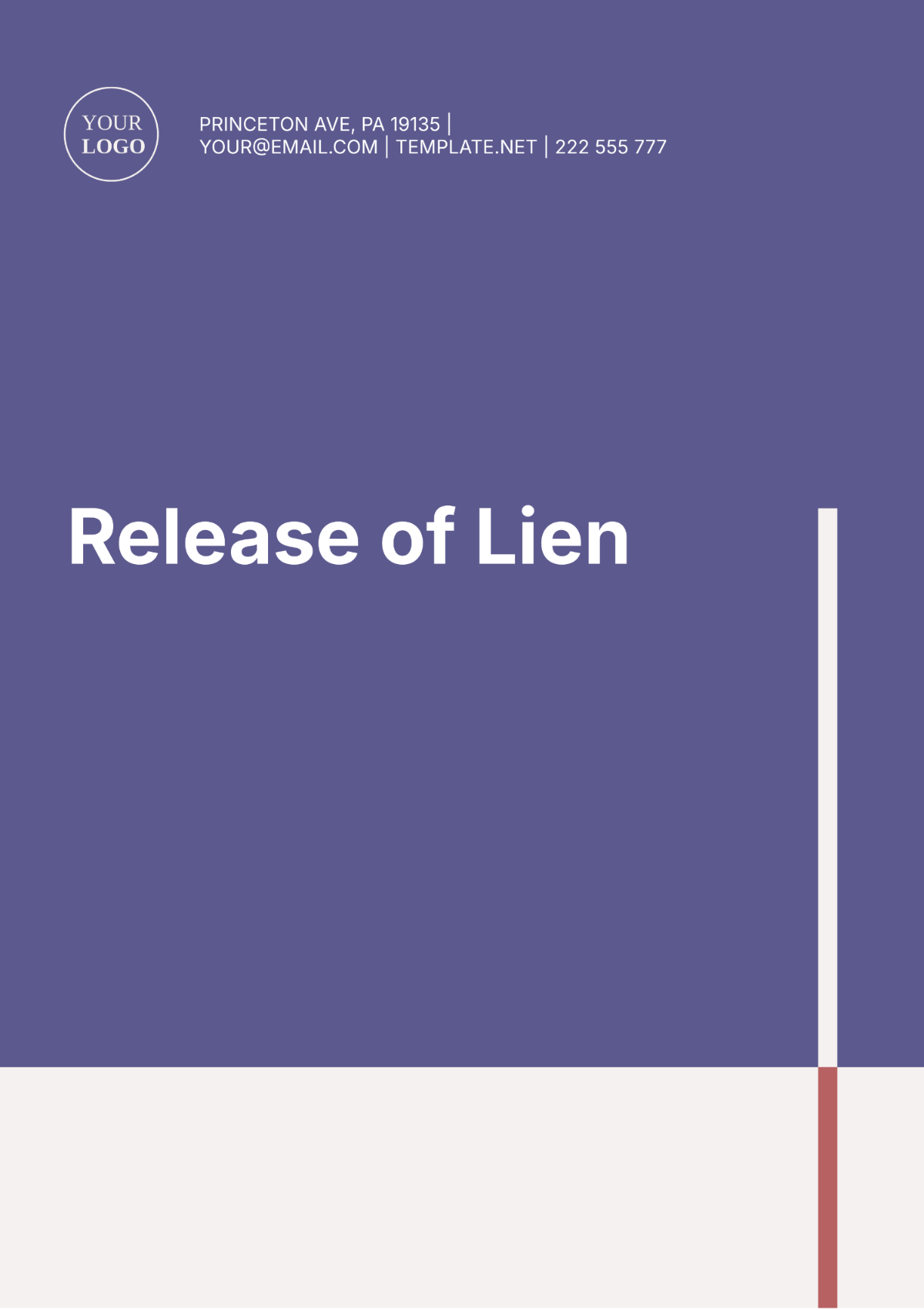 Professional Release of Lien Template