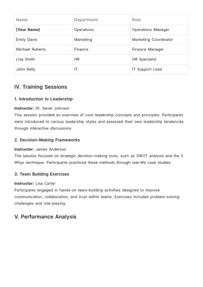 Free Training Camp Report Design Template to Edit Online