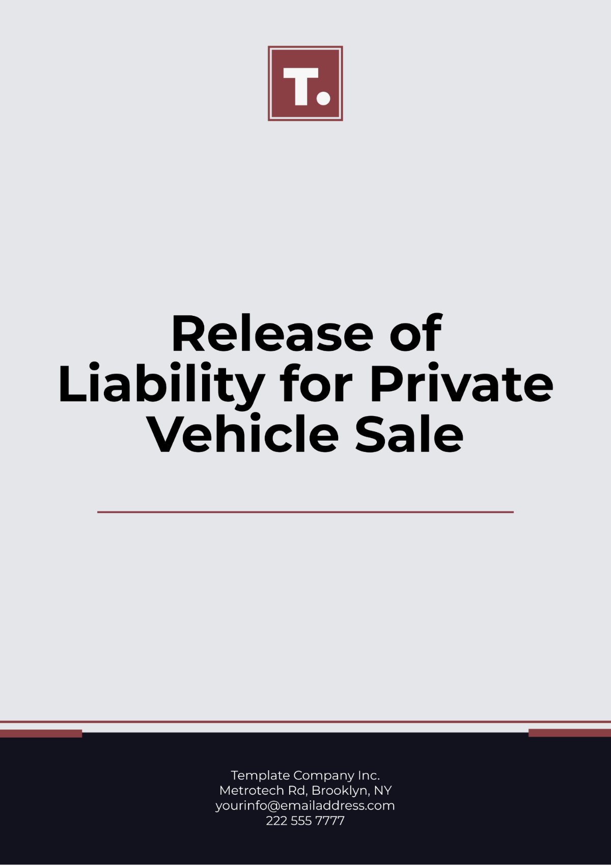 Release of Liability for Private Vehicle Sale Template