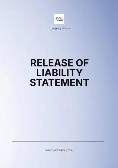 Free Release of Liability Statement Design Template to Edit Online