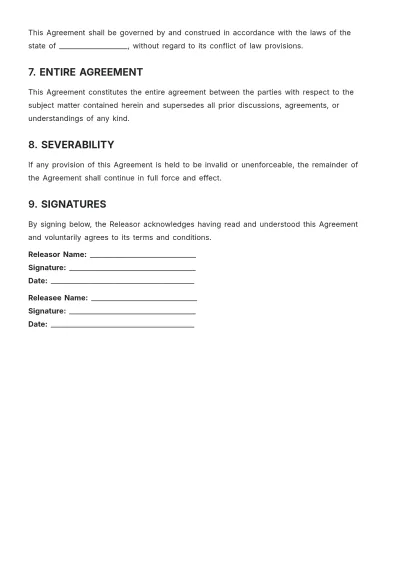 Free Release of Liability Statement Design Template to Edit Online