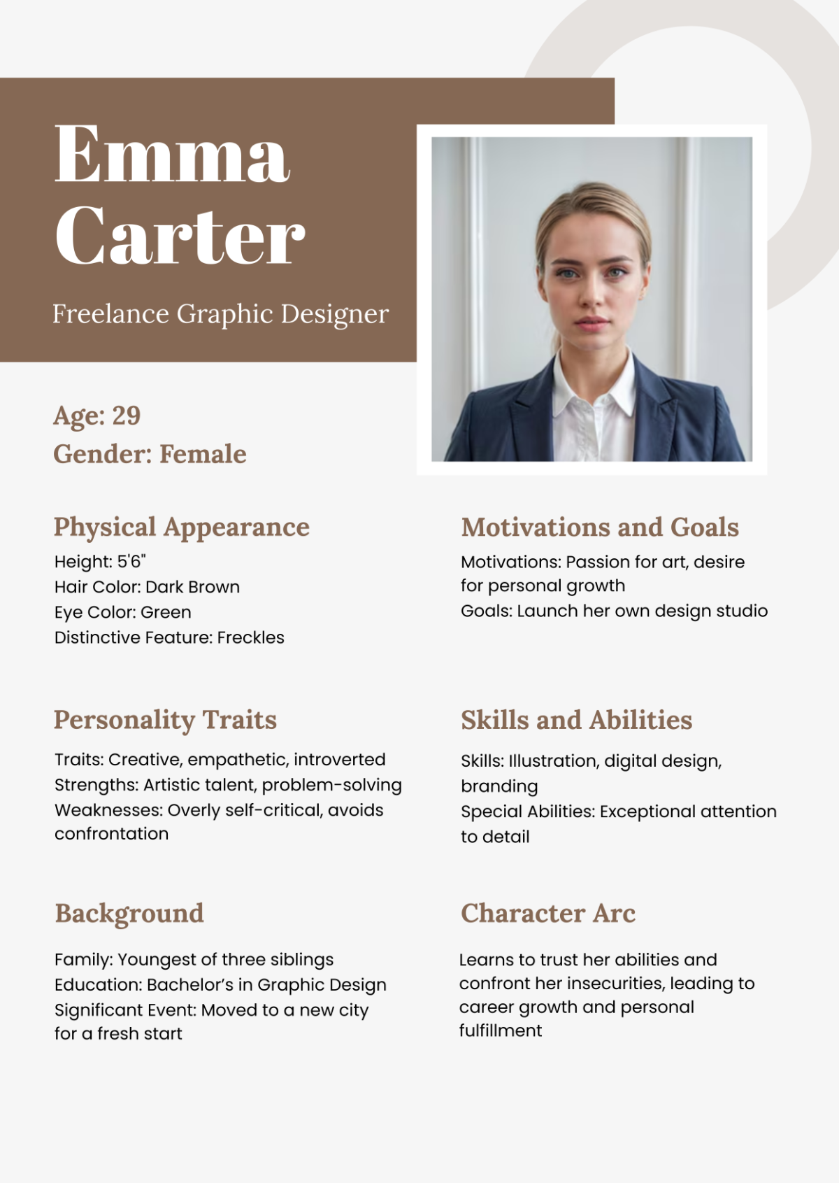 Aesthetic Character Profile Template