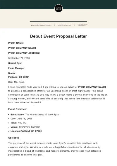 Free Debut Event Proposal Letter Template to Edit Online