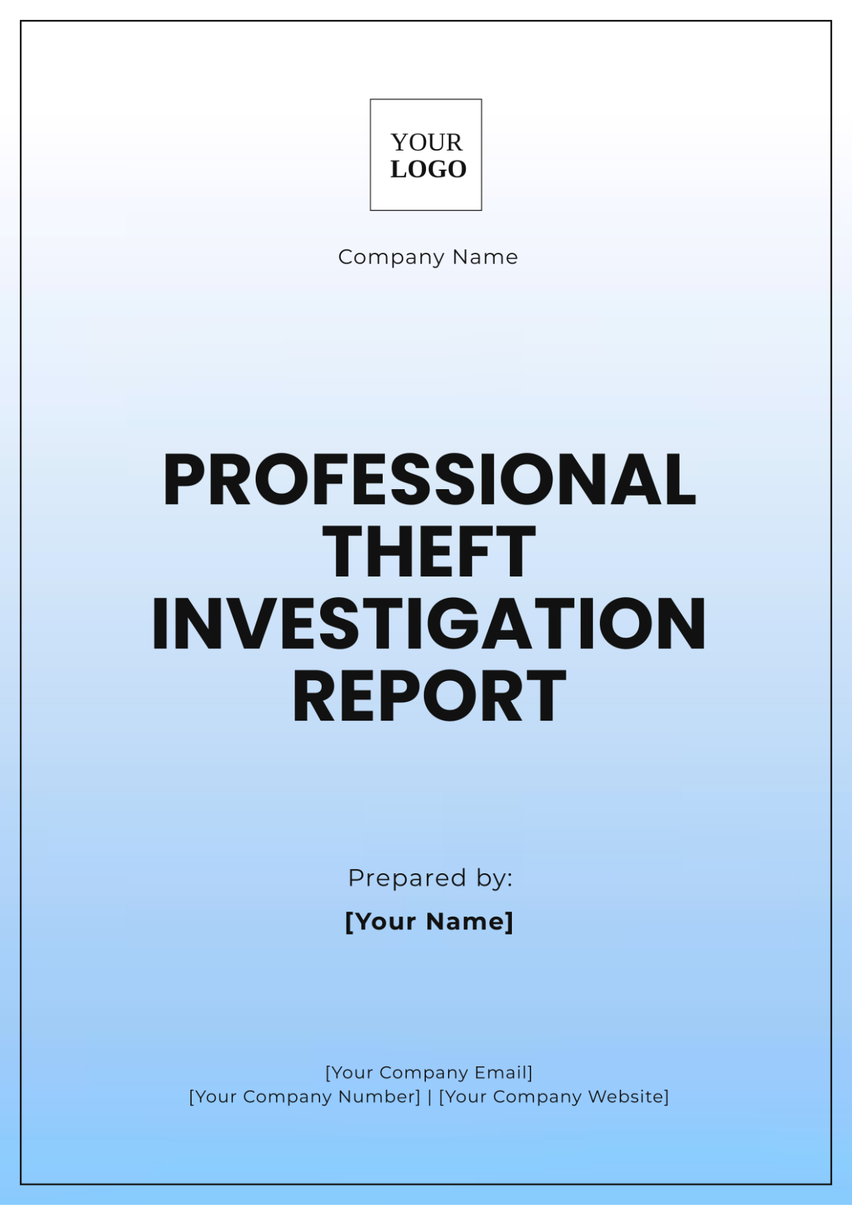 Professional Theft Investigation Report Template - Edit Online & Download