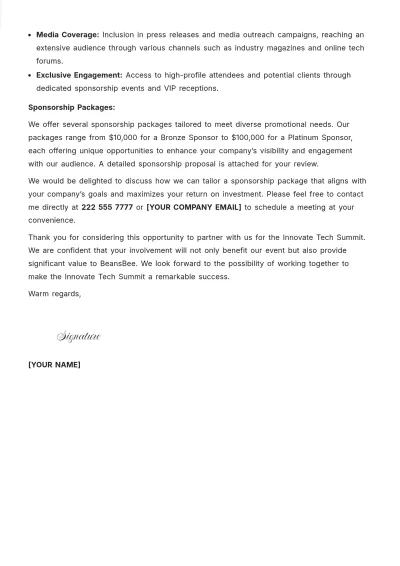 Free Professional Event Project Proposal Letter Template to Edit Online
