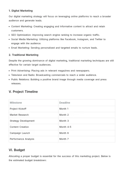 Free Blank Marketing Project Proposal Template to Edit Online