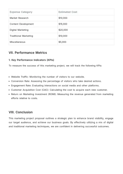Free Blank Marketing Project Proposal Template to Edit Online