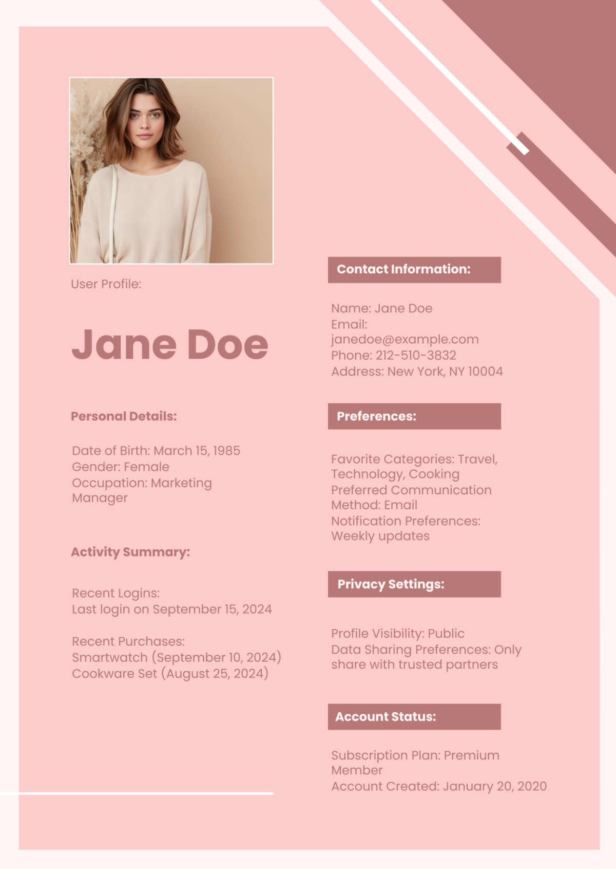 User Profile Template