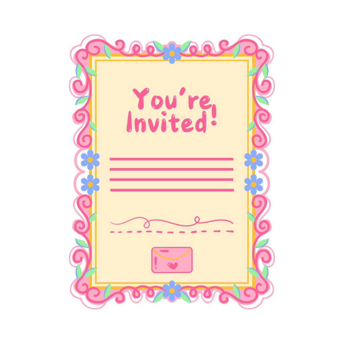 Free Cute Invitation Clipart Template