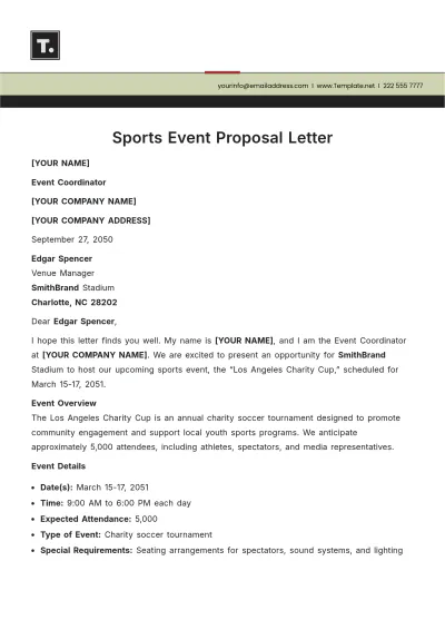Free Sports Event Proposal Letter Template to Edit Online
