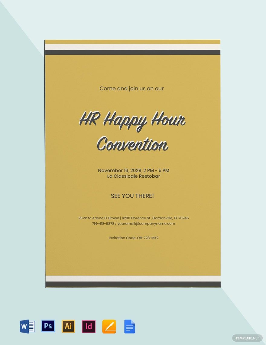HR Happy Hour Invitation Template in Word, Illustrator, PSD, Apple Pages