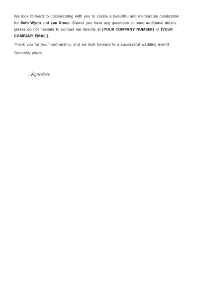 Free Printable Wedding Event Proposal Letter Template to Edit Online
