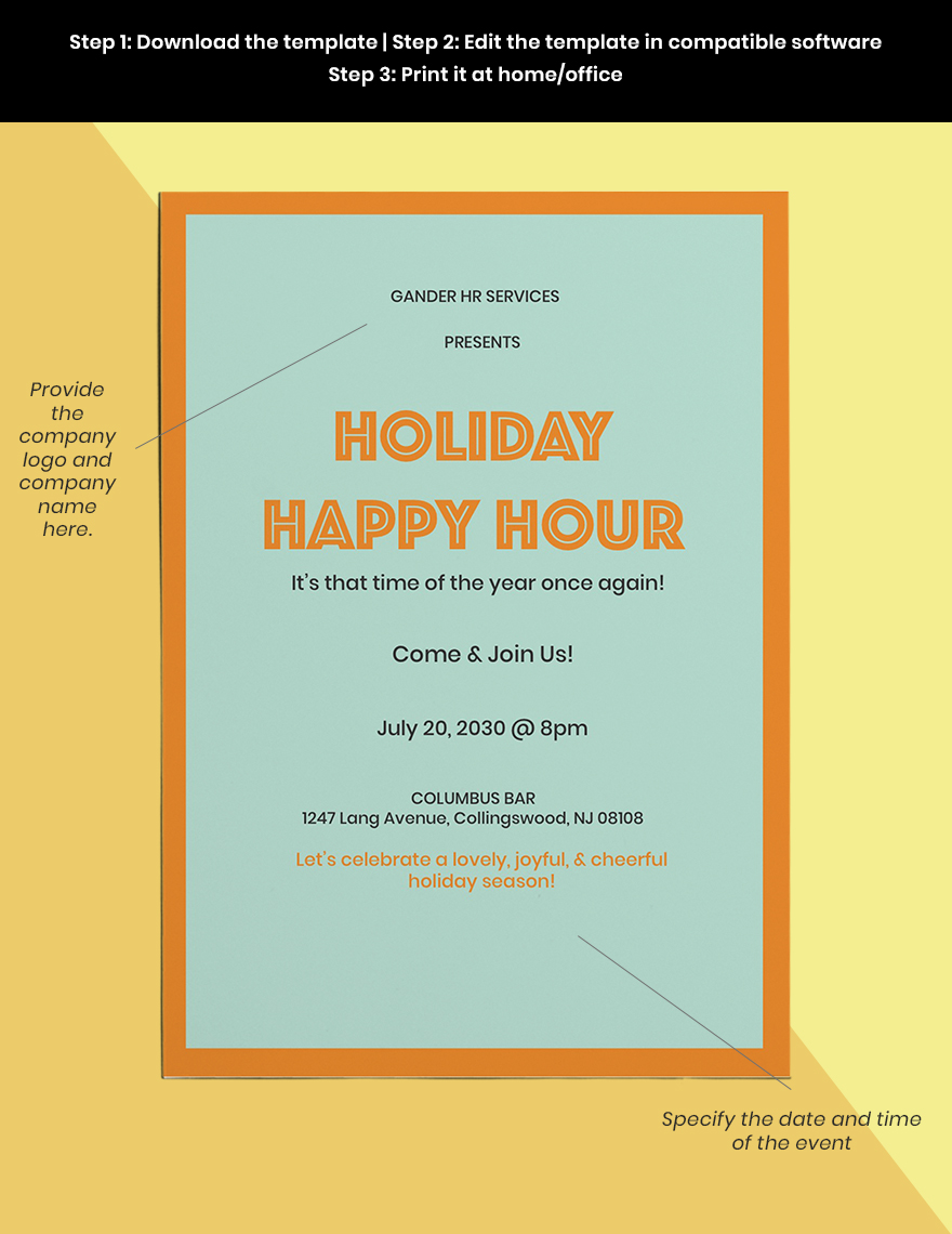 Holiday Happy Hour Invitation Template Download
