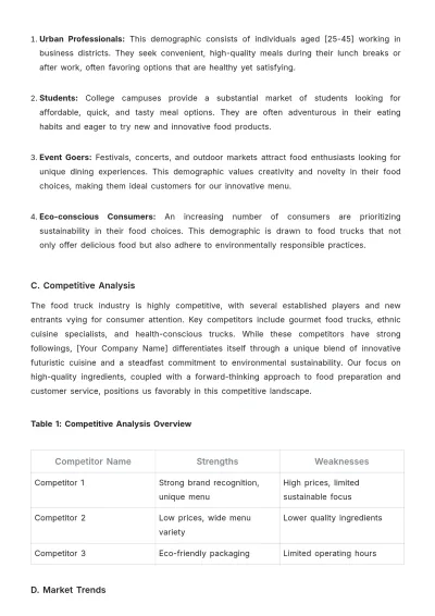 Free Food Truck Plan Template to Edit Online