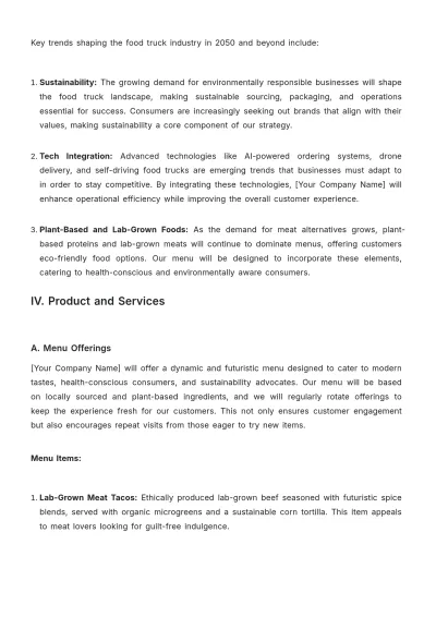 Free Food Truck Plan Template to Edit Online