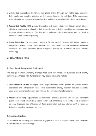 Free Food Truck Plan Template to Edit Online