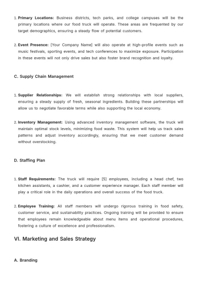 Free Food Truck Plan Template to Edit Online