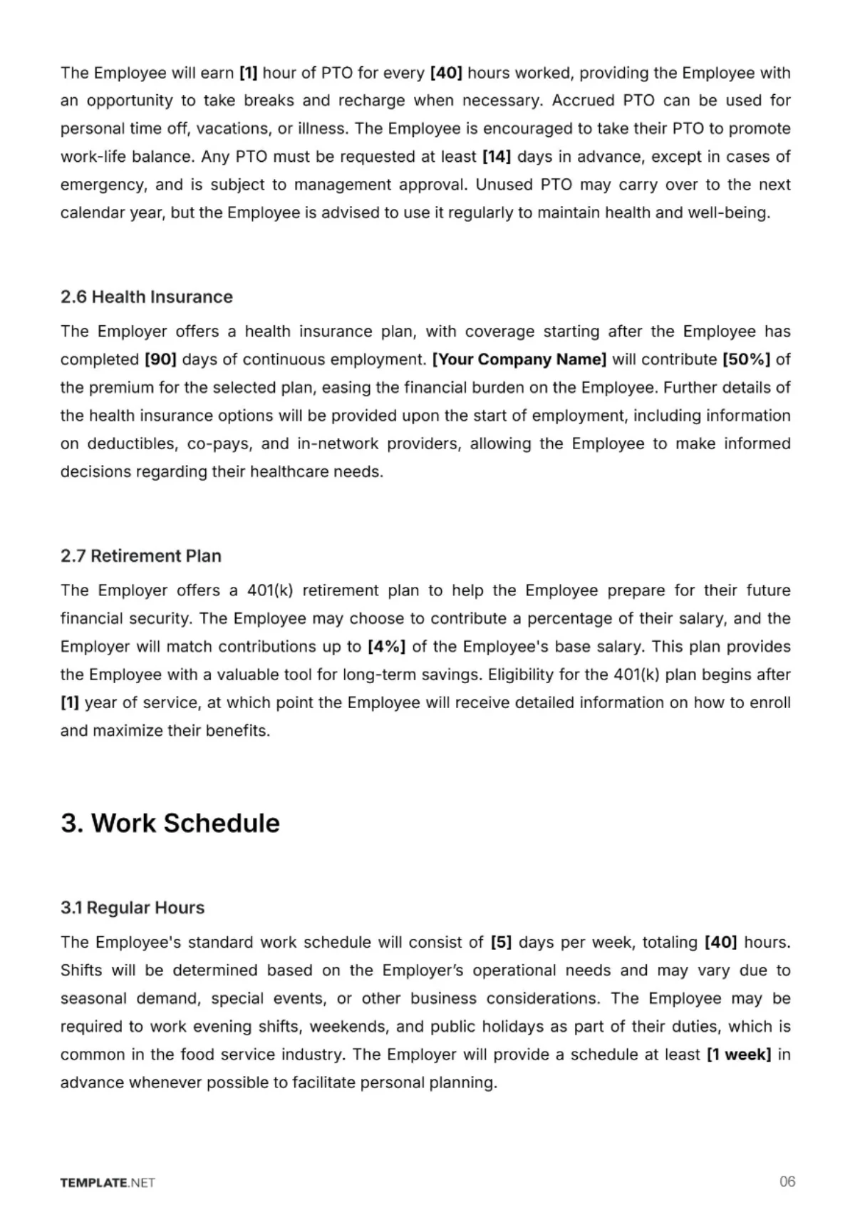 Free Food Truck Employment Contract Template to Edit Online