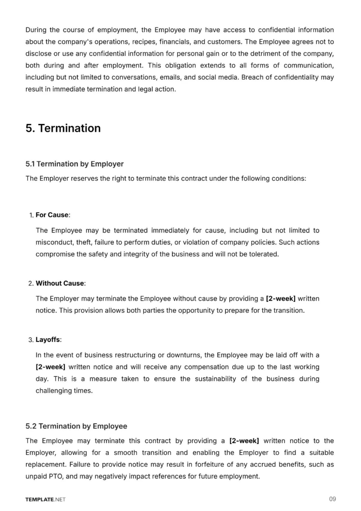 Free Food Truck Employment Contract Template to Edit Online