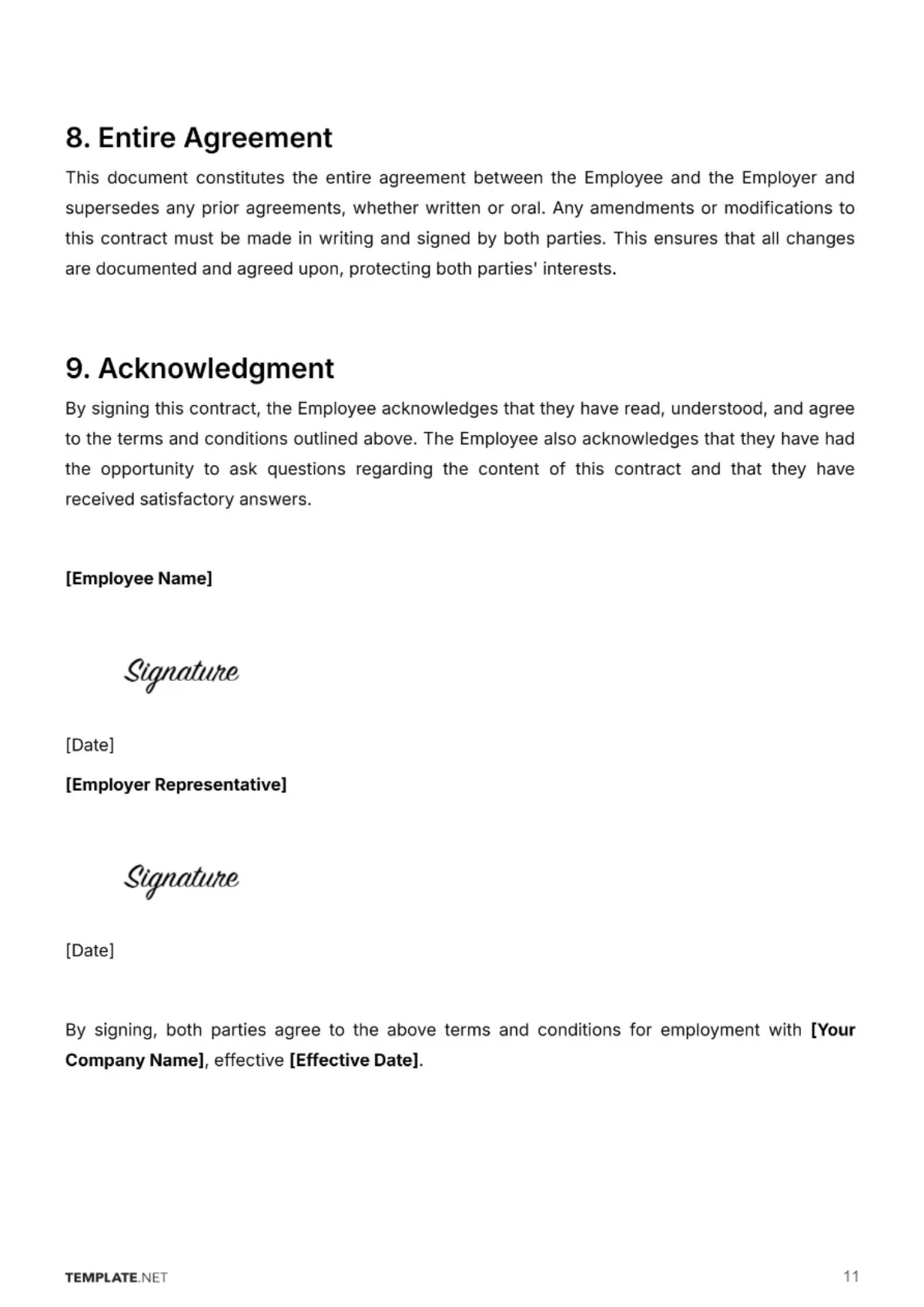 Free Food Truck Employment Contract Template to Edit Online