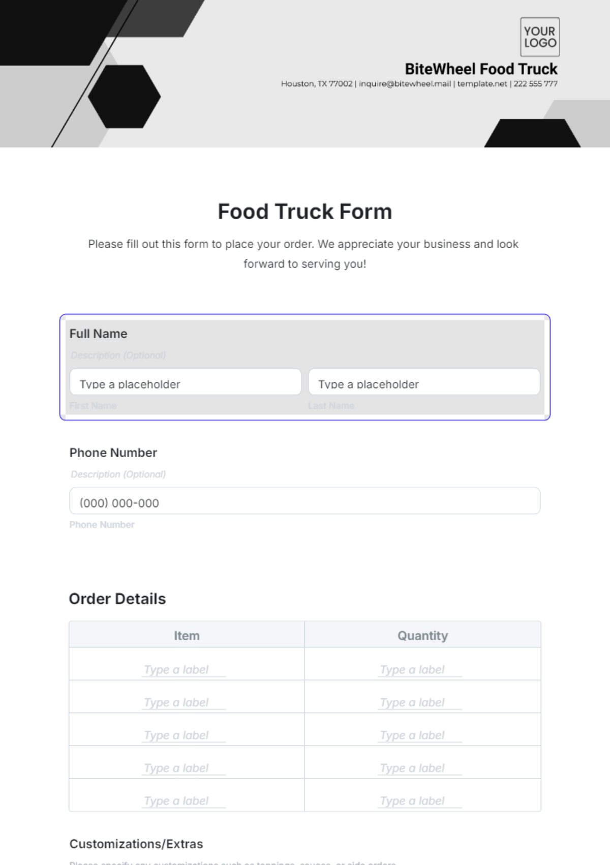 Free Food Truck Floor Plan Template - Edit Online & Download | Template.net