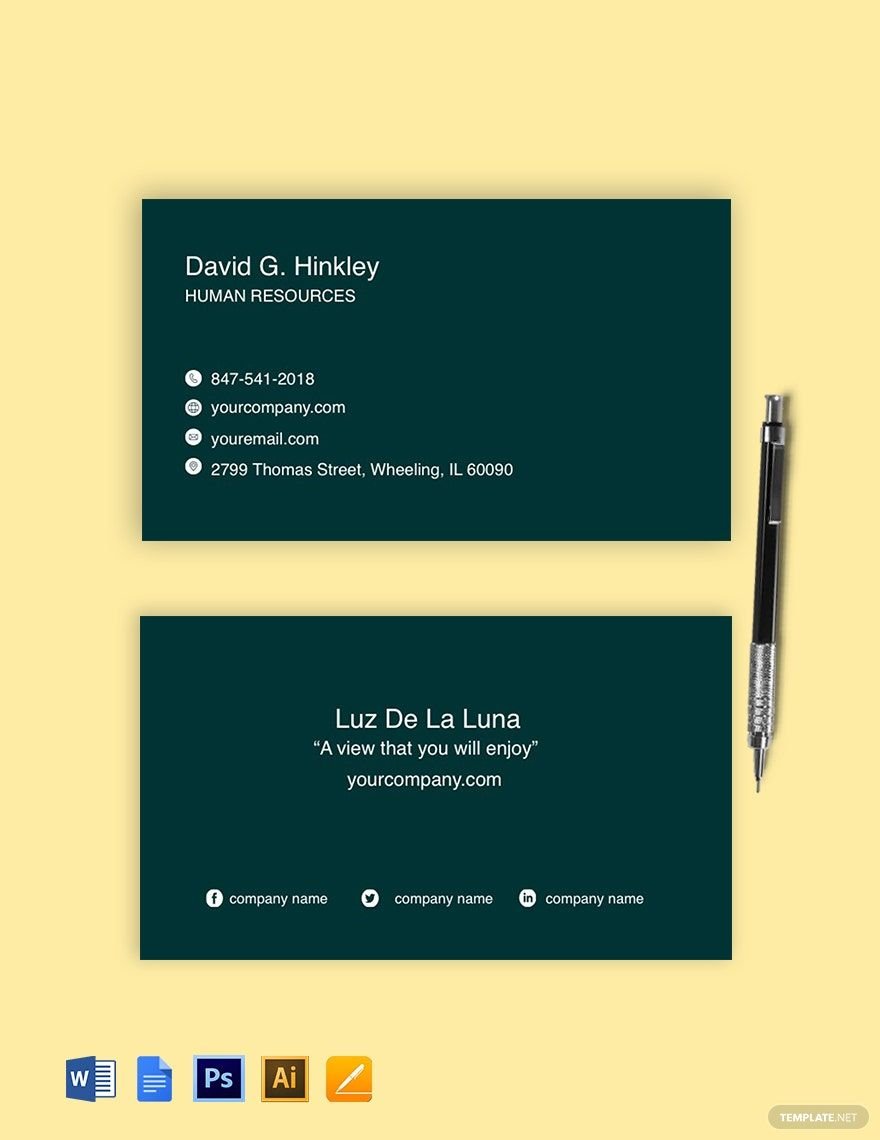 Free Sample HR Business Card Template