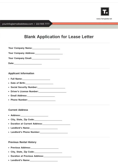 Free Blank Application for Lease Letter Template to Edit Online